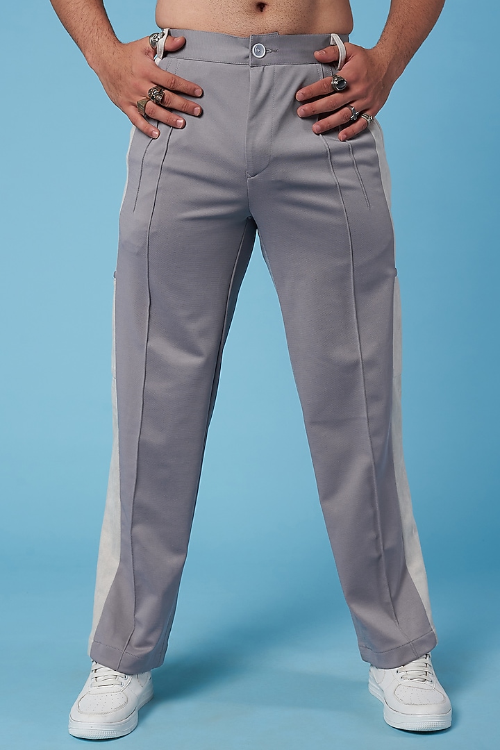 Grey Vegan Suede Straight Pants by HOPHEAD at Pernia's Pop Up Shop