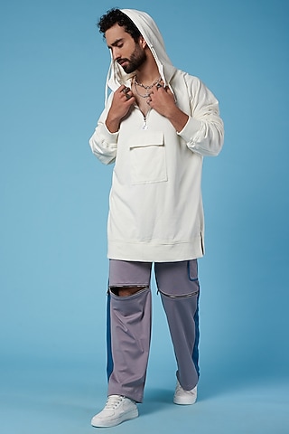 White Cotton Oversized Hoodie by HOPHEAD