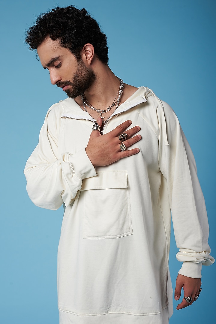 White Cotton Oversized Hoodie by HOPHEAD at Pernia's Pop Up Shop