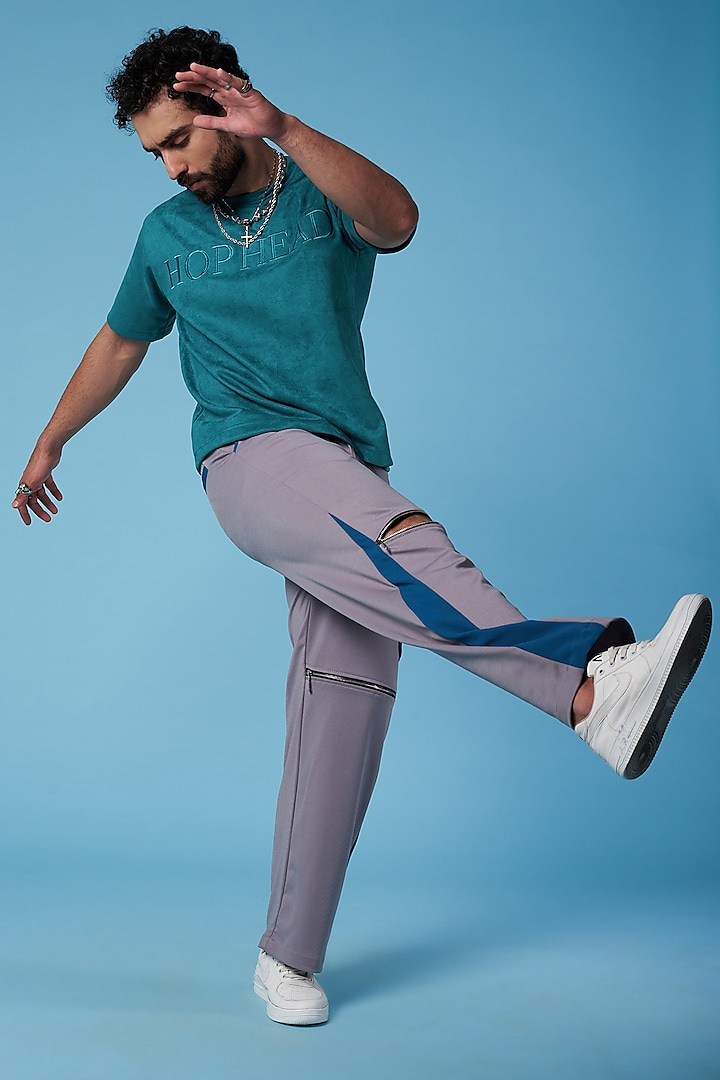 Dark Blue Embroidered T-Shirt by HOPHEAD at Pernia's Pop Up Shop