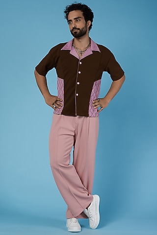 Brown Poly Blend Cuban Shirt by HOPHEAD