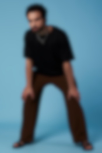 Black Vegan Suede T-Shirt by HOPHEAD at Pernia's Pop Up Shop