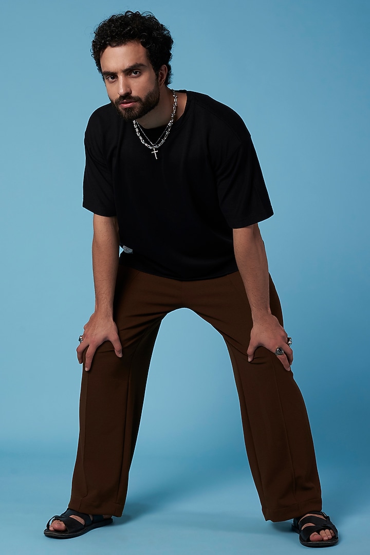 Black Vegan Suede T-Shirt by HOPHEAD at Pernia's Pop Up Shop