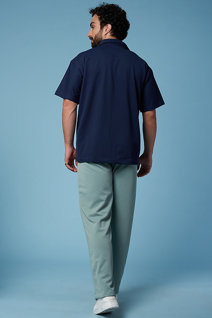 Dark Blue Textured T-Shirt by HOPHEAD at Pernia's Pop Up Shop