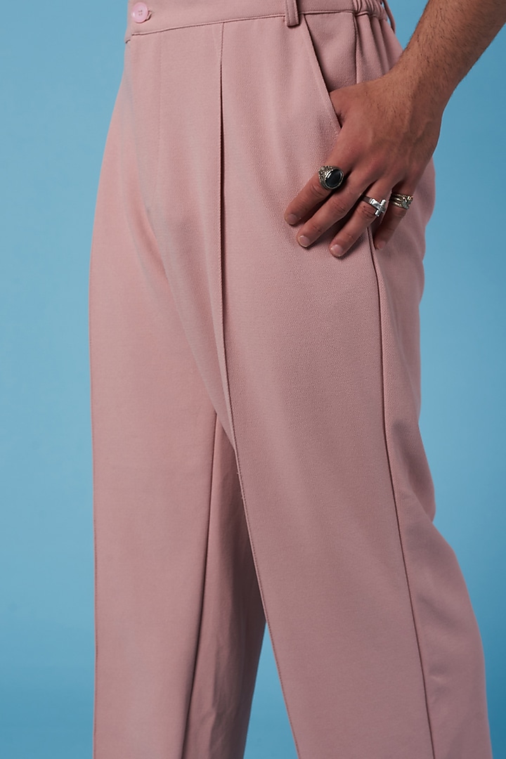 Blush Pink Poly Blend Straight Pants by HOPHEAD at Pernia's Pop Up Shop