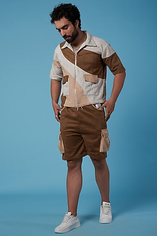Brown Vegan Suede Shorts by HOPHEAD