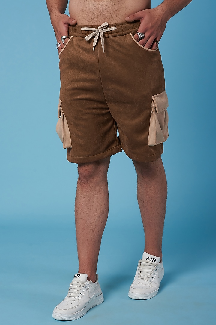 Brown Vegan Suede Shorts by HOPHEAD at Pernia's Pop Up Shop