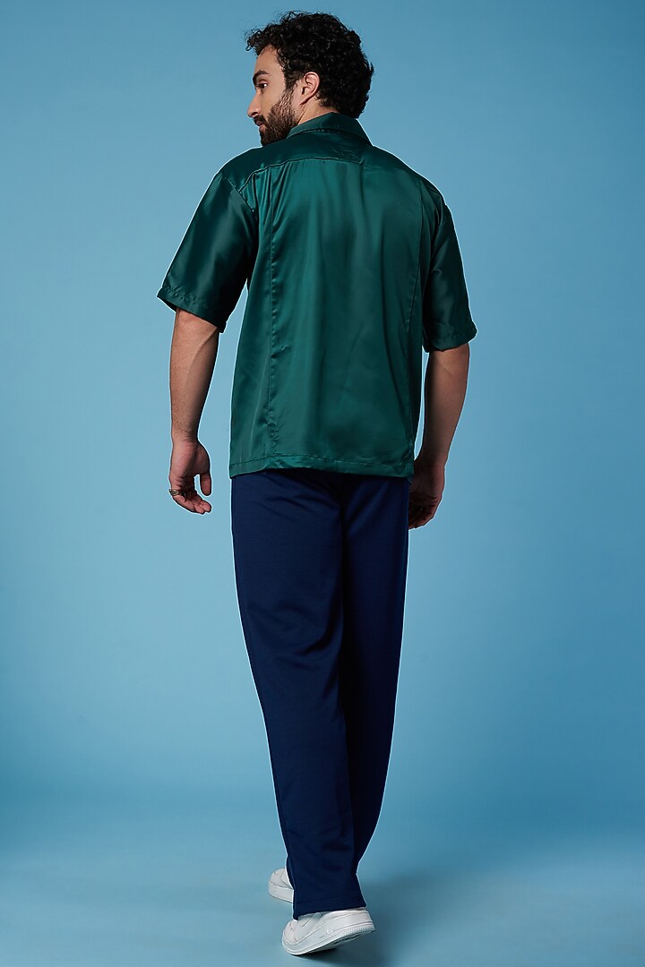 Green Satin Summer Shirt by HOPHEAD at Pernia's Pop Up Shop