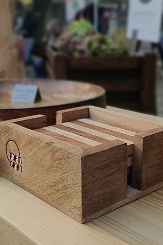 Two-Toned Mango & Sheesham Wood Coaster Set by Hohmgrain