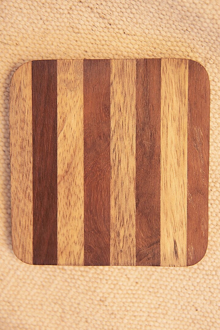 Two-Toned Mango & Sheesham Wood Coaster Set by Hohmgrain at Pernia's Pop Up Shop