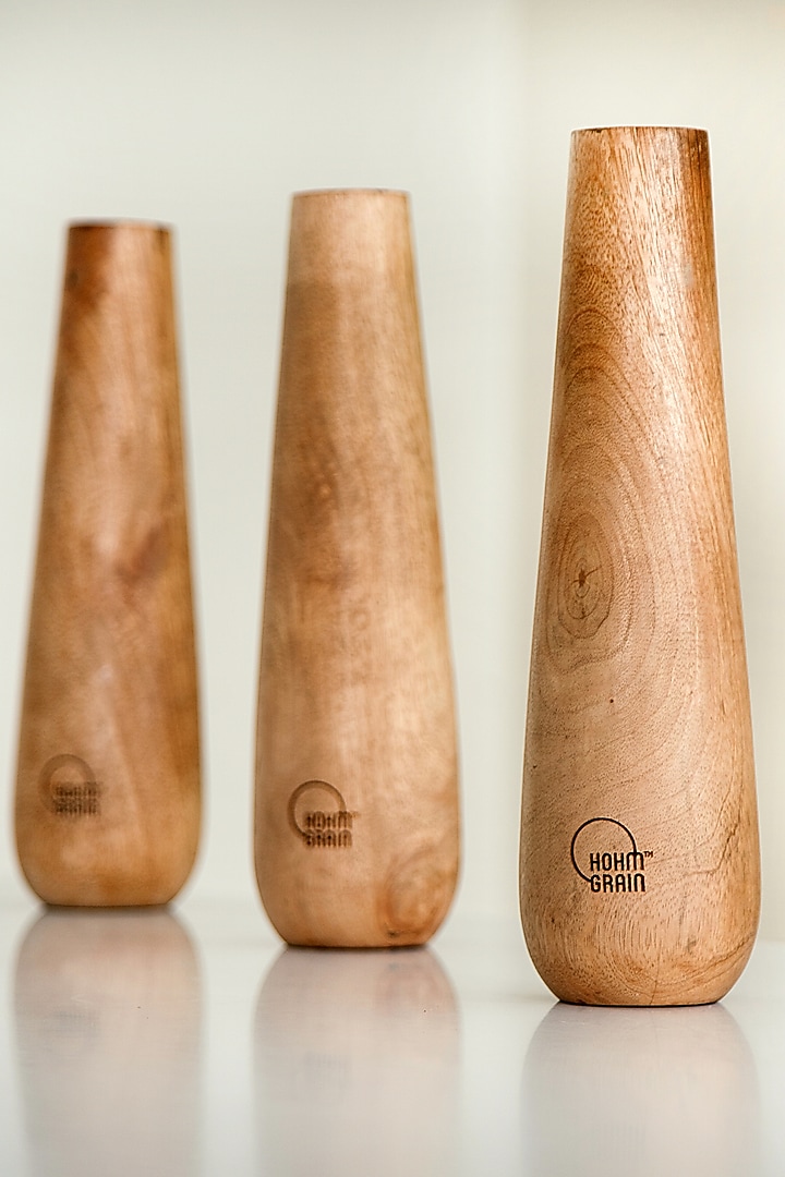 Light Brown Mango Wood Vase by Hohmgrain at Pernia's Pop Up Shop
