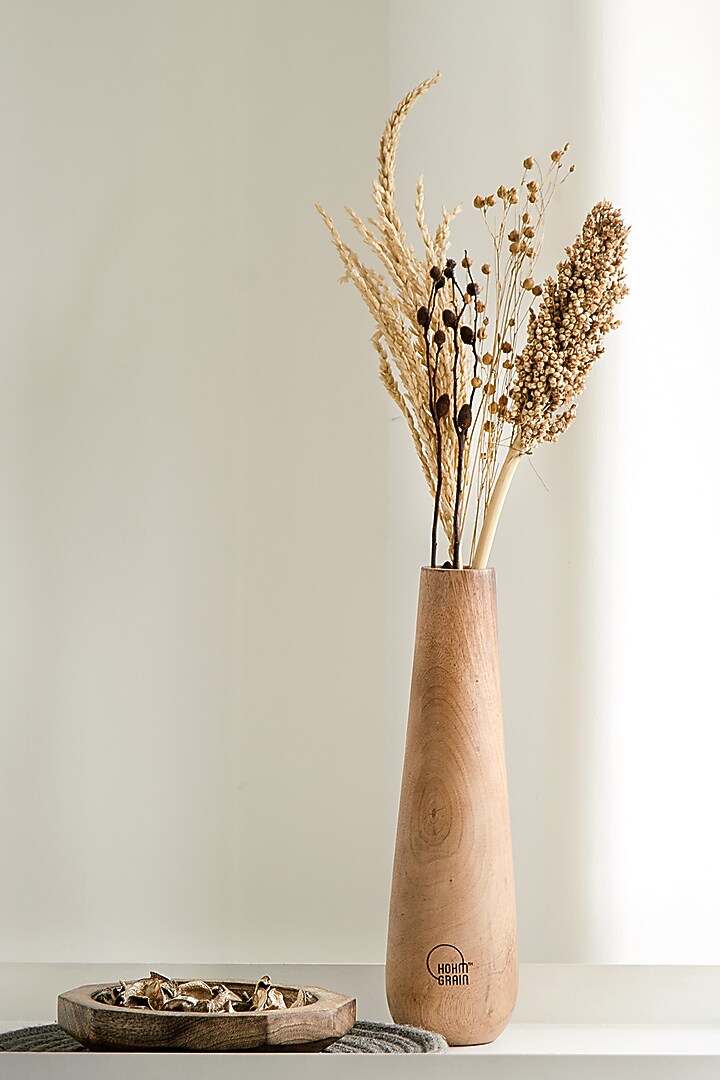 Light Brown Mango Wood Vase by Hohmgrain at Pernia's Pop Up Shop
