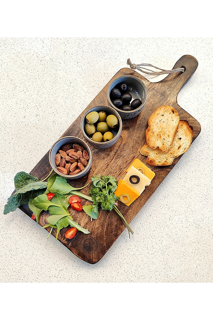 Dark Brown Mango Wood Long Cheese Board by Hohmgrain