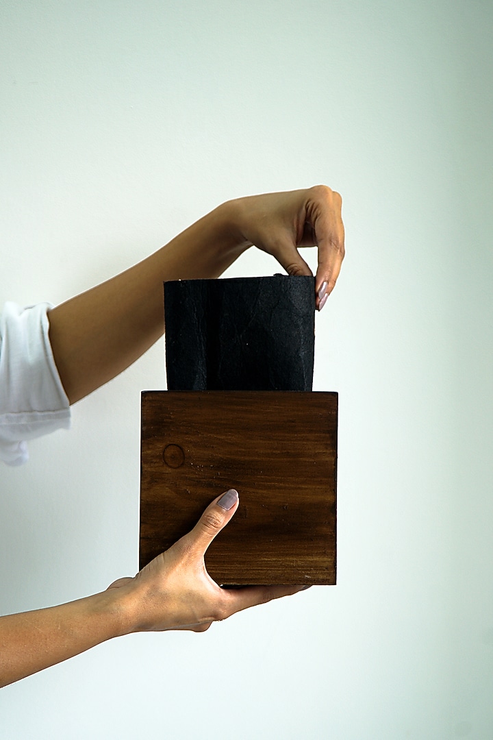 Brown Canadian Pine Wood Cube Planters Set by Hohmgrain at Pernia's Pop Up Shop
