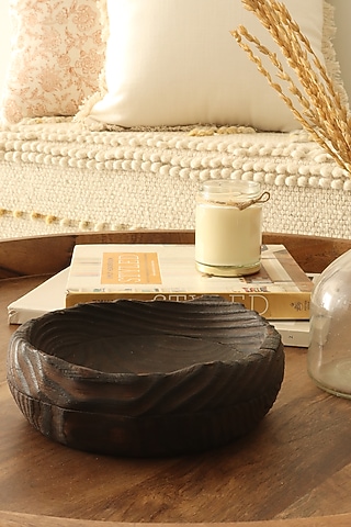 Charcoal Black Canadian Pine Wood Charred Bowl by Hohmgrain
