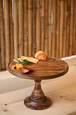 Dark Brown Mango Wood Detachable Cake Stand Set by Hohmgrain