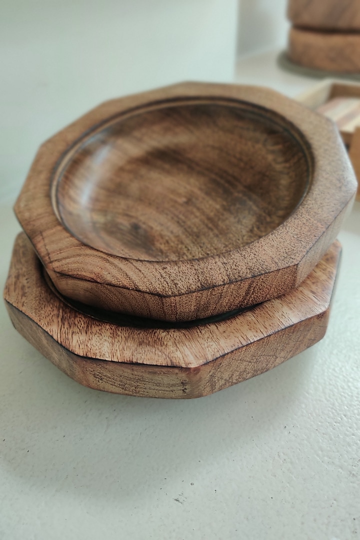 Dark Brown Mango Wood Dragon Bowl Set by Hohmgrain