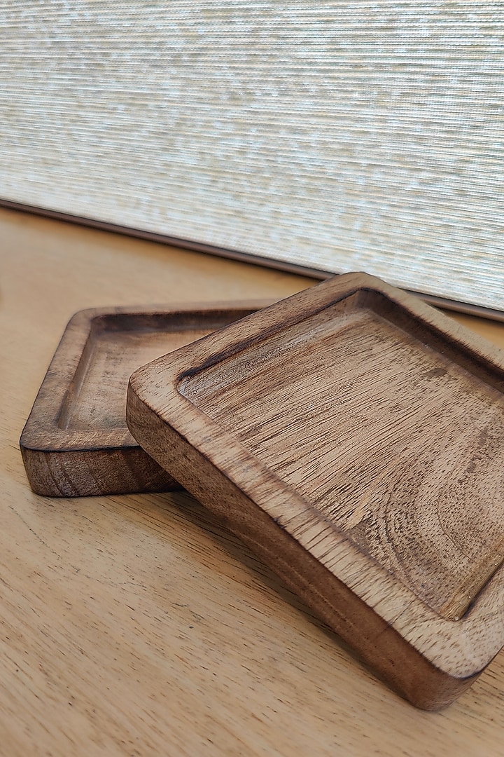Dark Brown Mango Wood Coaster Set by Hohmgrain at Pernia's Pop Up Shop