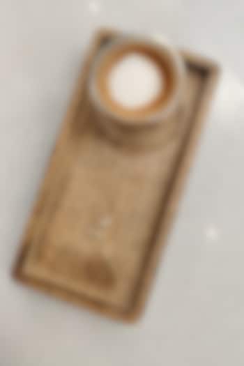 Dark Brown Mango Wood Coffee Tray With Cup Holder by Hohmgrain