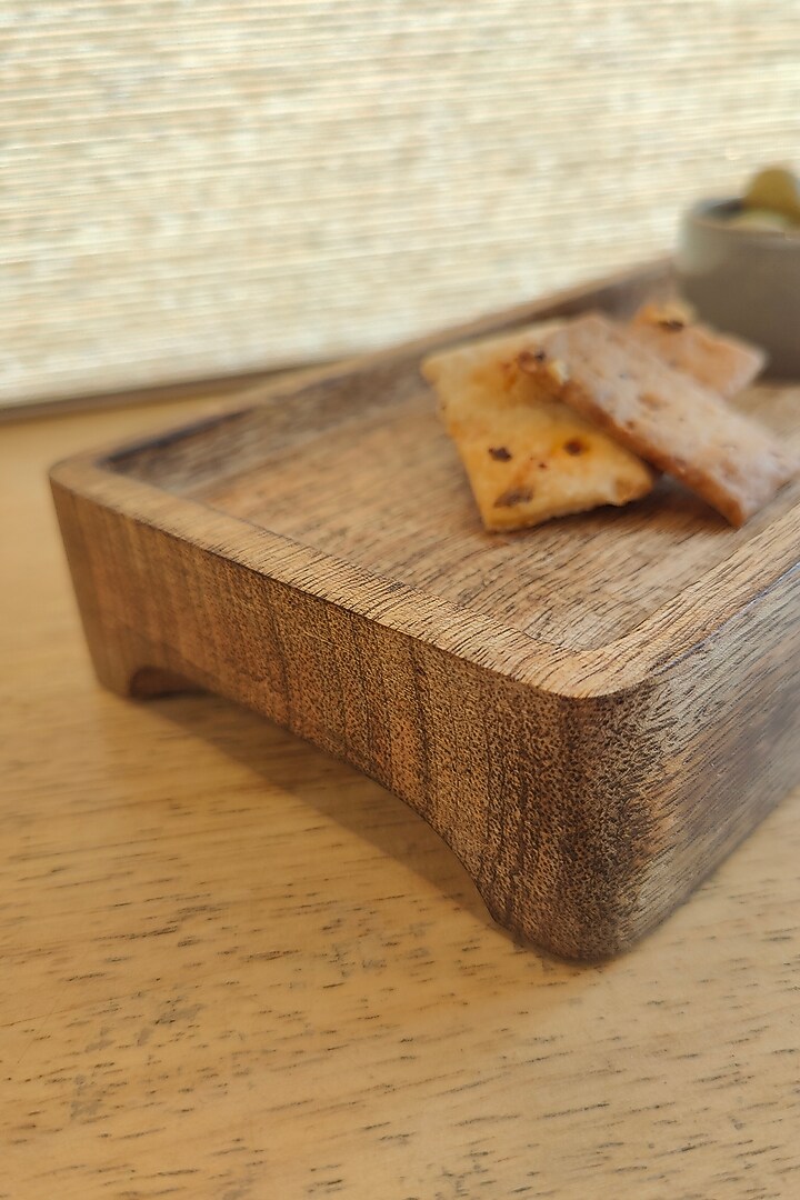 Dark Brown Mango Wood Coffee Tray With Cup Holder by Hohmgrain at Pernia's Pop Up Shop