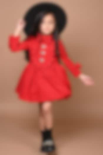 Red Crepe Jacket Dress For Girls by Hoity Moppet