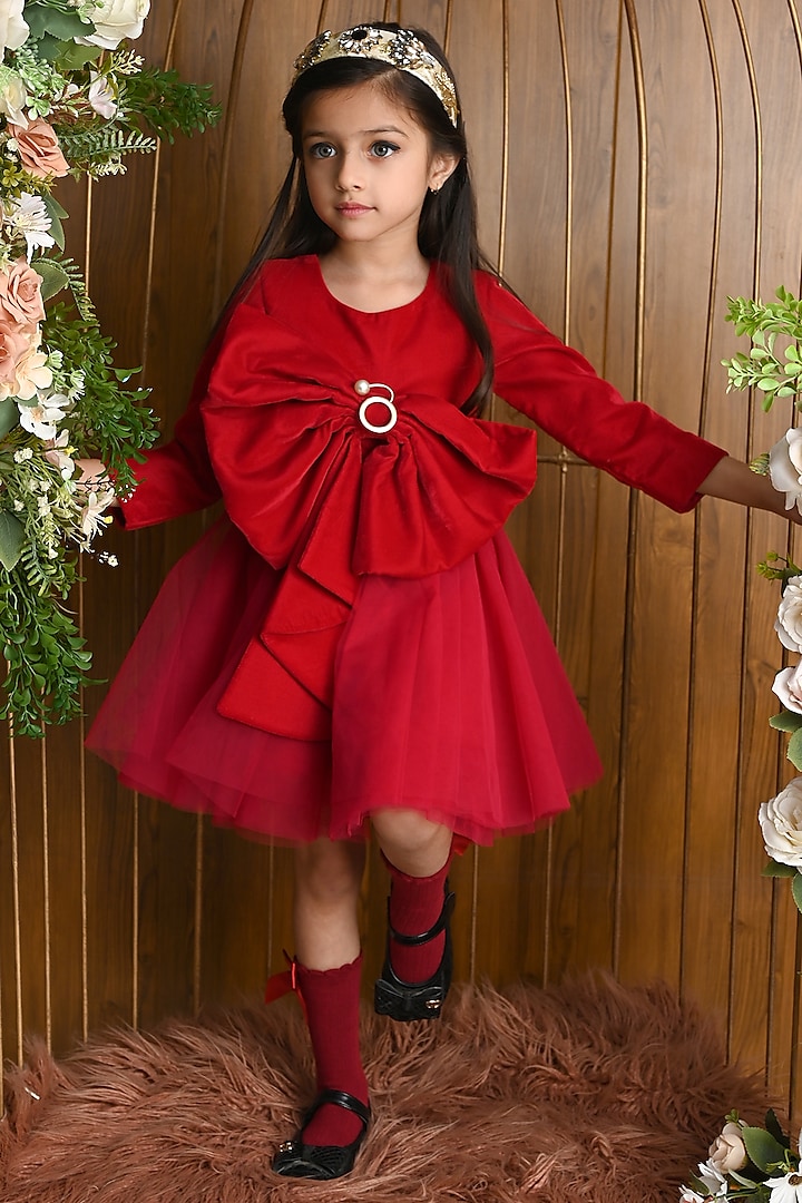 Red Velvet Dress For Girls by Hoity Moppet