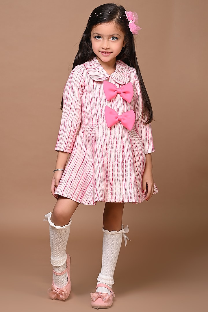 Light Pink Tweed Dress For Girls by Hoity Moppet