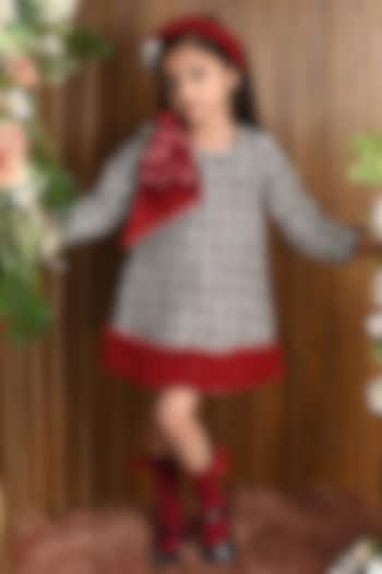 Red & White Tweed Dress For Girls by Hoity Moppet at Pernia's Pop Up Shop