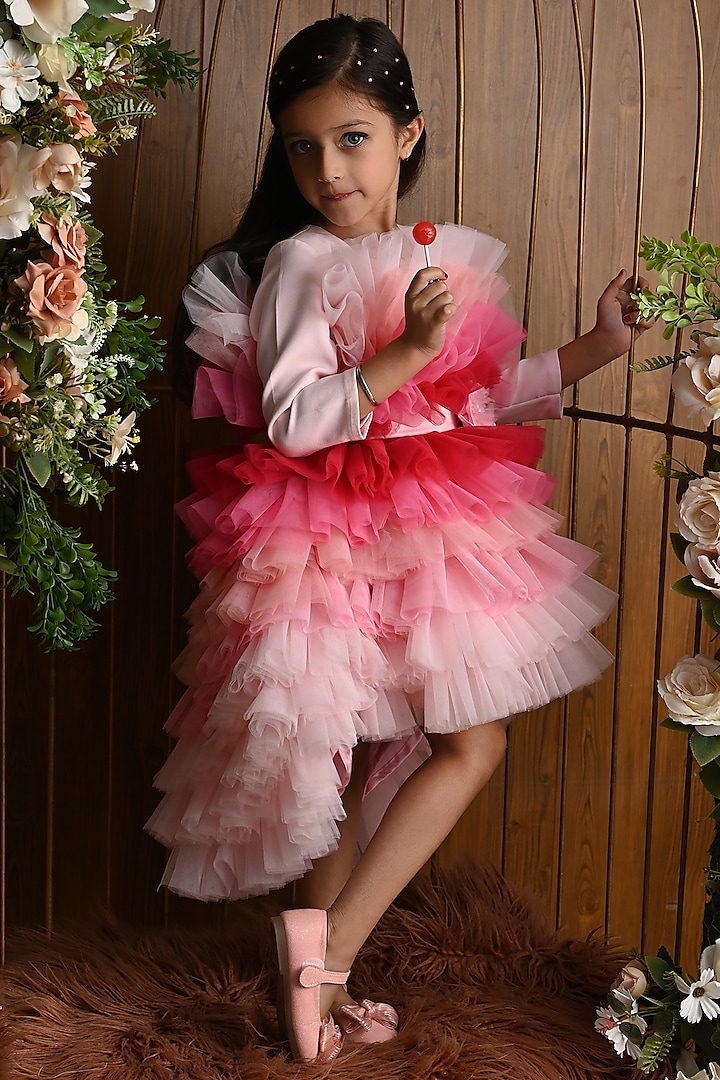 Pink Ombre Tulle Layered Dress for Girls by Hoity Moppet