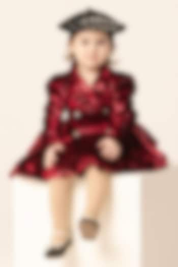 Red Luxe Velvet Coat Dress For Girls by Hoity Moppet at Pernia's Pop Up Shop