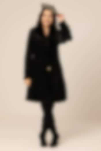 Black Suede Velvet Coat Dress For Girls by Hoity Moppet at Pernia's Pop Up Shop