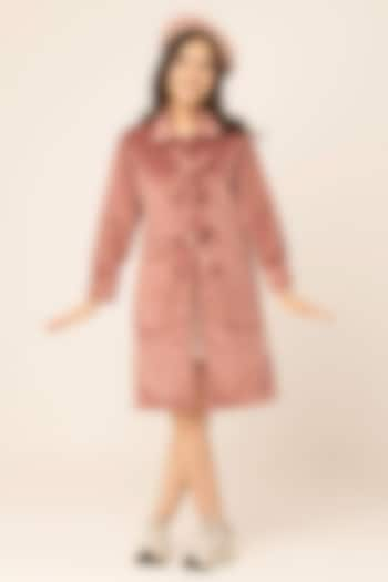 Pink Suede Velvet Coat Dress For Girls by Hoity Moppet at Pernia's Pop Up Shop