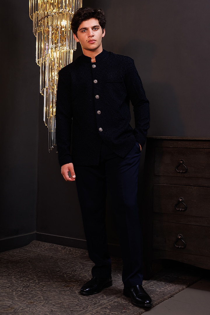 Blue Luxury Suiting Suit Set For Boys by Hoity Moppet at Pernia's Pop Up Shop