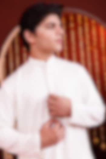 Ivory Silk Sherwani Set For Boys by Hoity Moppet at Pernia's Pop Up Shop