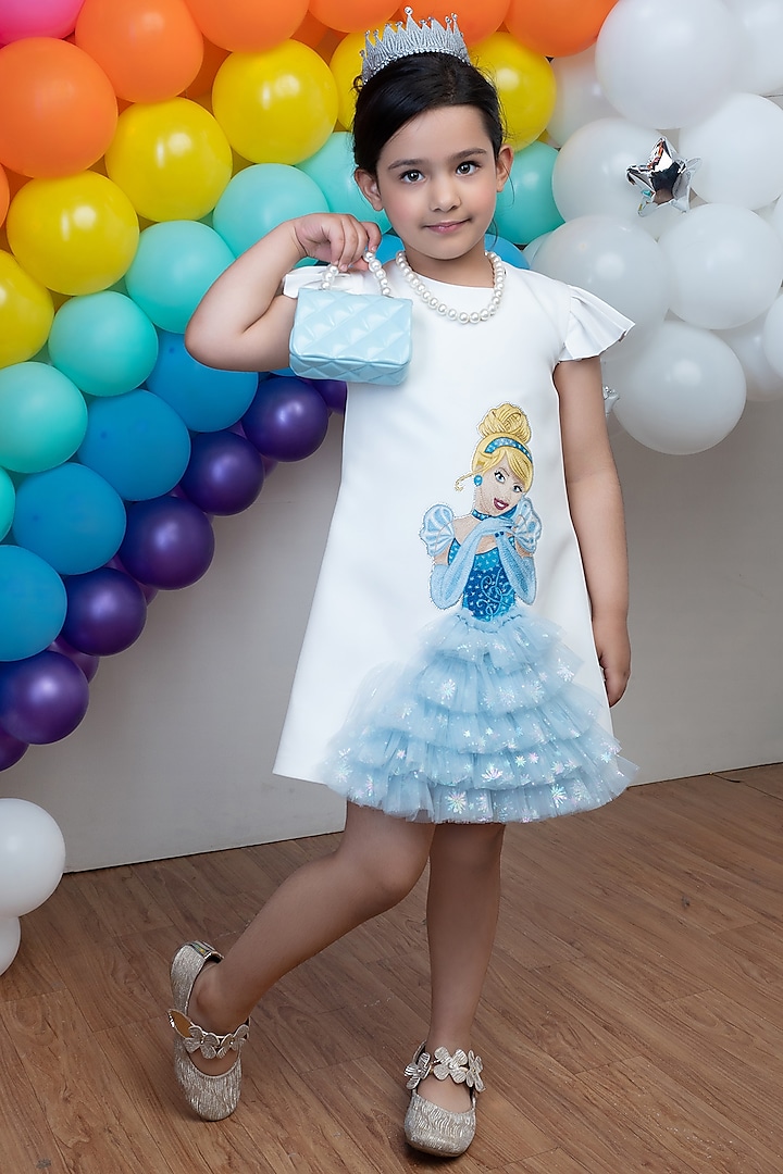 White Cinderella Shift Dress For Girls by Hoity Moppet
