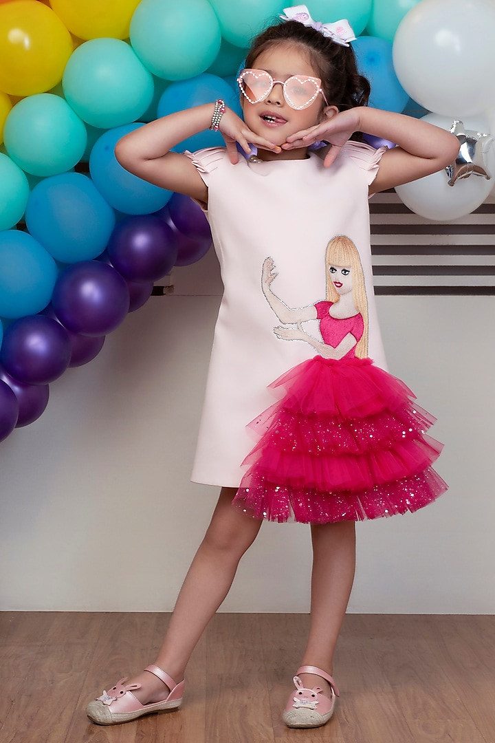 White Barbie Shift Dress For Girls Design by Hoity Moppet at Pernia's Pop Up