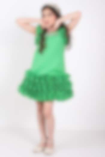 Green Neoprene Dress For Girls by Hoity Moppet