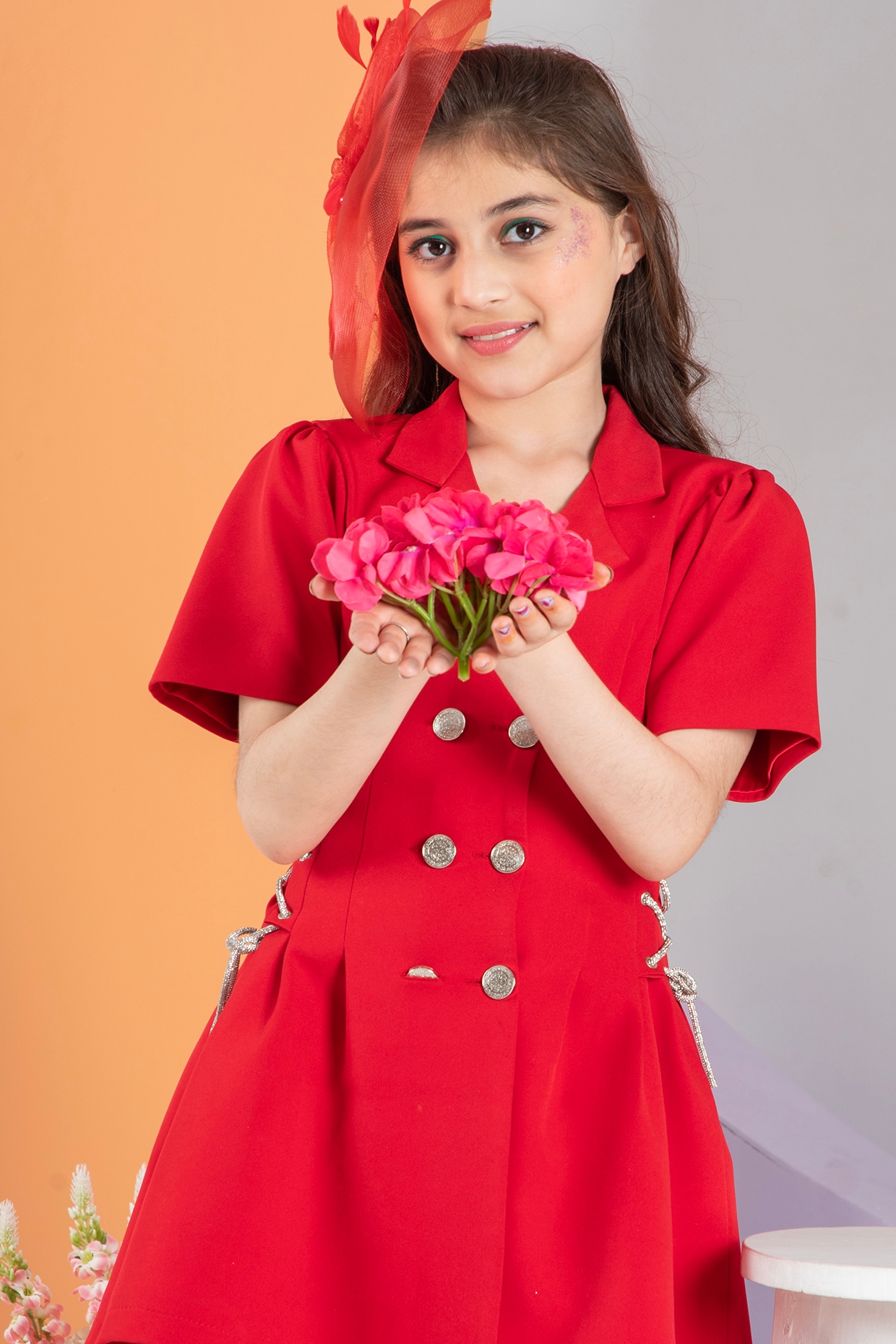 Red crepe dress hotsell