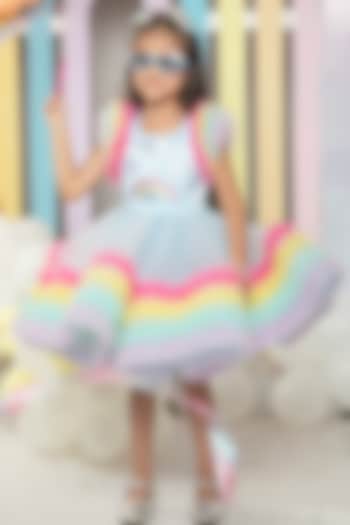 Multi-Colored Satin & Tulle Frilled Dress For Girls by Hoity Moppet