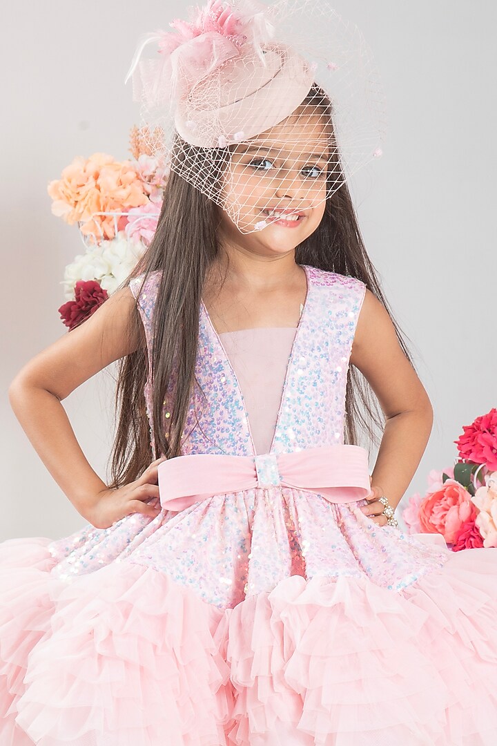 Pink Tulle Frilled Dress For Girls by Hoity Moppet at Pernia's Pop Up Shop