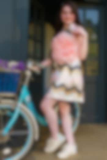 Peach Sequins & Organza Floral Dress For Girls by Hoity Moppet at Pernia's Pop Up Shop