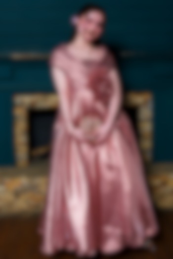 Rose Pink Organza Floral Gown For Girls by Hoity Moppet at Pernia's Pop Up Shop