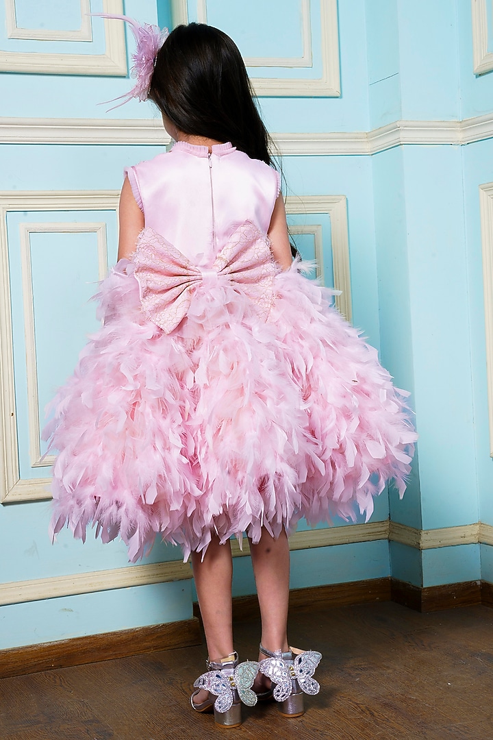Light Pink Feather Dress For Girls by Hoity Moppet at Pernia's Pop Up Shop  2026