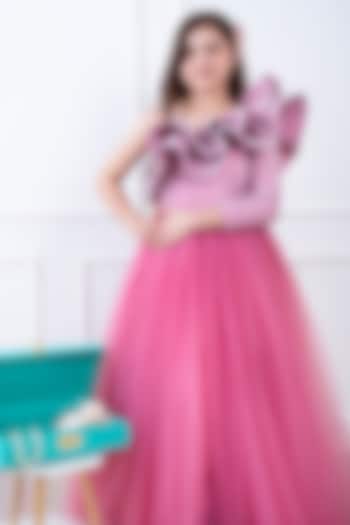 Pink Sequins Off-Shoulder Gown For Girls by Hoity Moppet