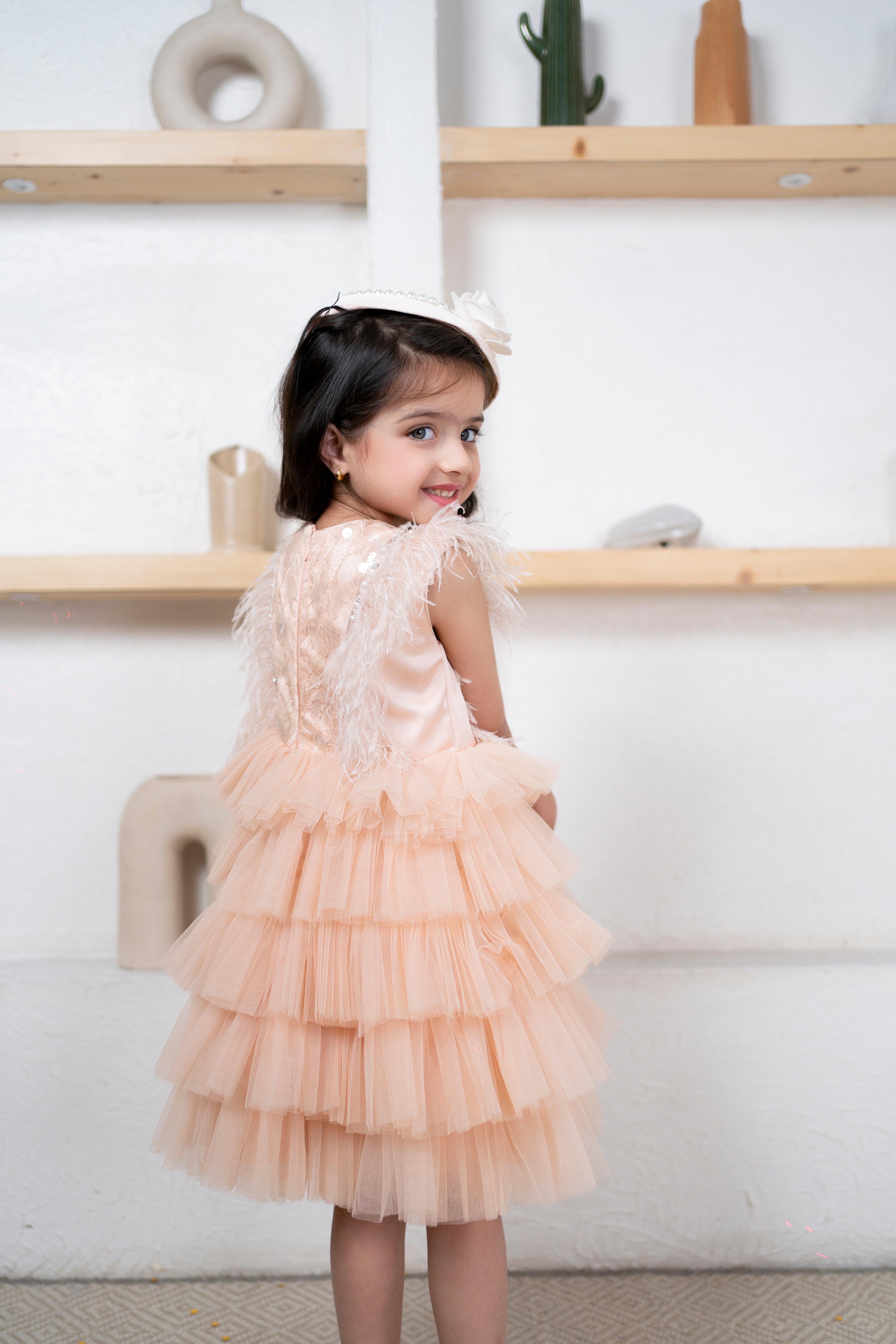 Peach tulle outlet dress