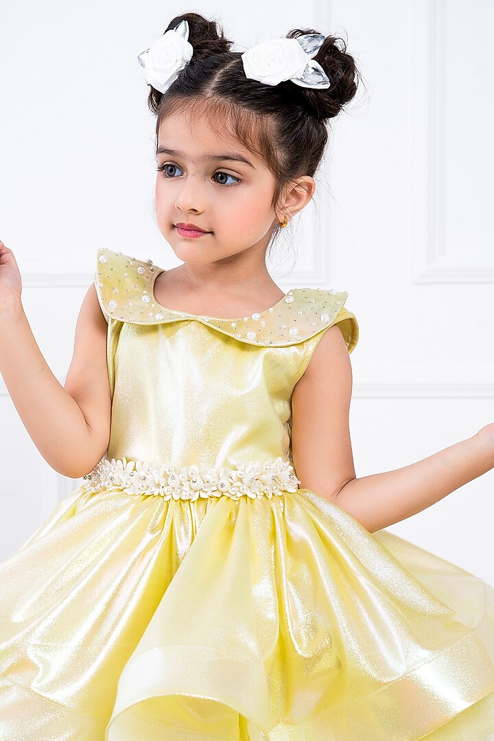 Yellow Organza Dress For Girls by Hoity Moppet at Pernia's Pop Up Shop
