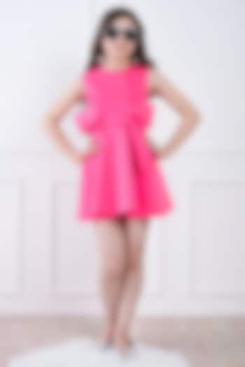 Hot Pink Neoprene Mini Dress For Girls by Hoity Moppet