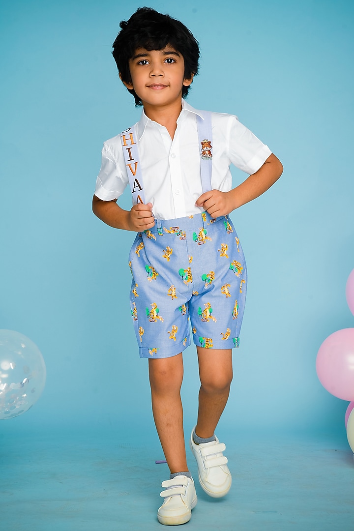 Blue Cotton Co-Ord Set For Boys by Hoity Moppet at Pernia's Pop Up Shop