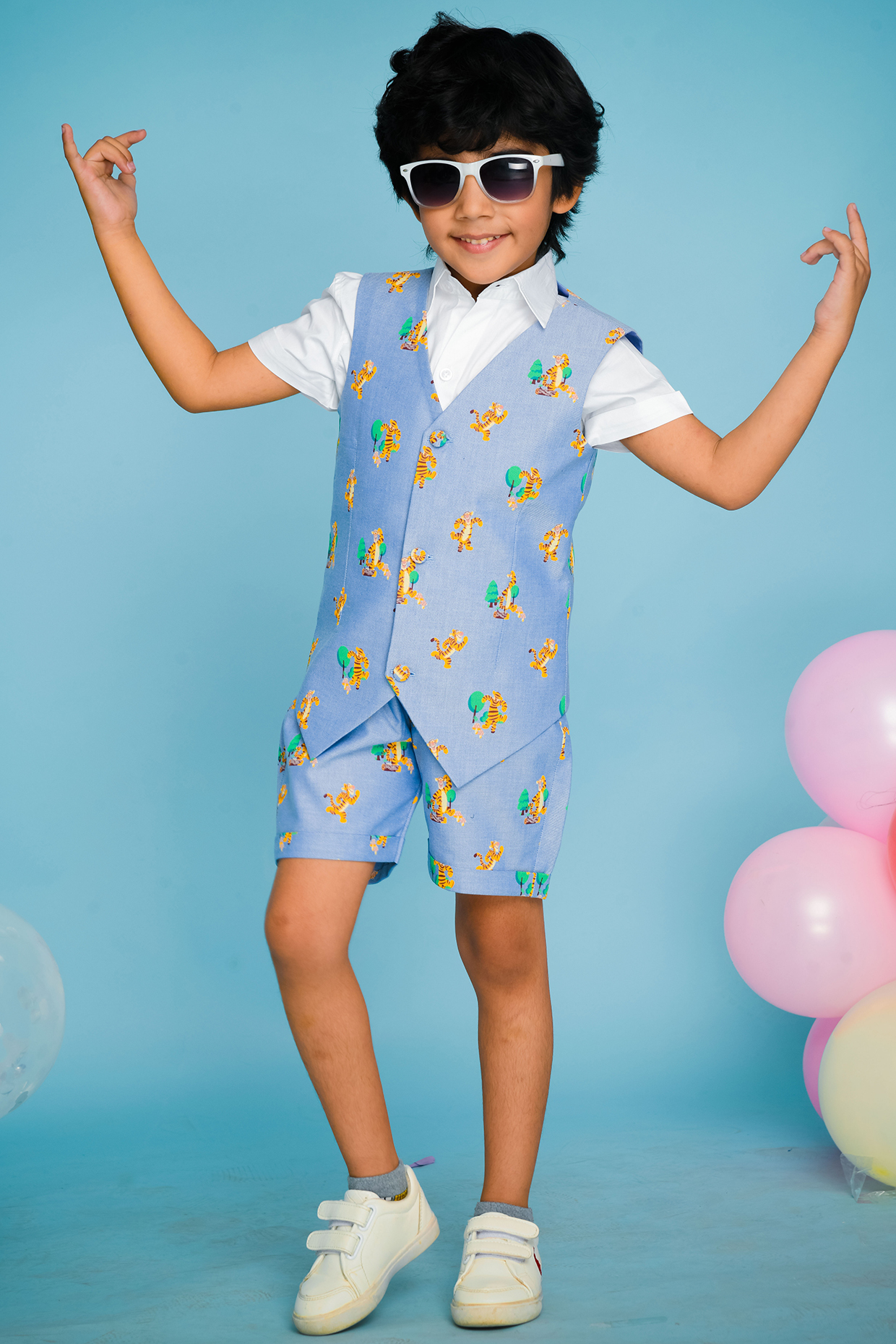 Blue Printed Co-Ord Set For Boys by Hoity Moppet at Pernia's Pop Up Shop