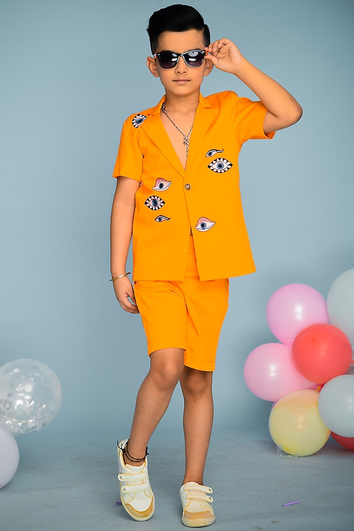 Tangerine Cotton Co-Ord Set For Boys by Hoity Moppet at Pernia's Pop Up Shop